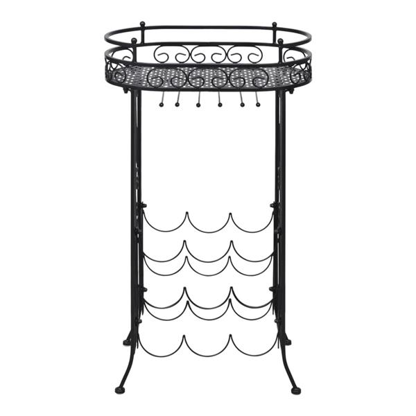 Grote foto vidaxl wijnrek voor 9 flessen met glazenhouder metaal huis en inrichting woningdecoratie