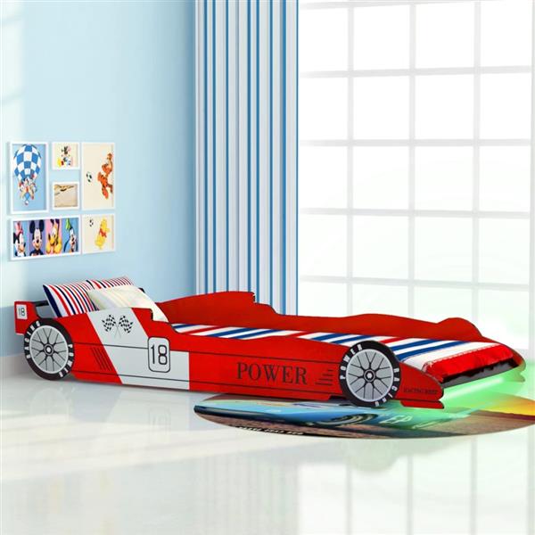 Grote foto vidaxl kinderbed raceauto met led verlichting rood 90x200 cm kinderen en baby complete kinderkamers