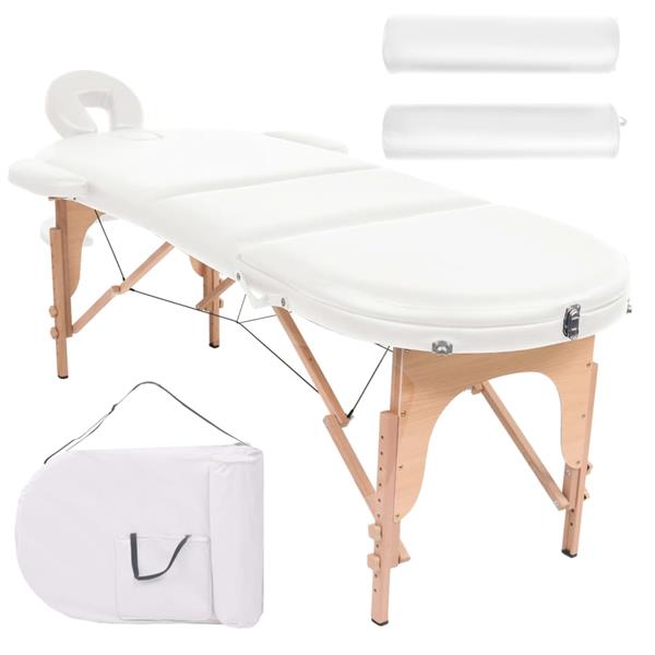 Grote foto vidaxl massagetafel inklapbaar 4 cm dik met 2 bolsters ovaal wit beauty en gezondheid massage