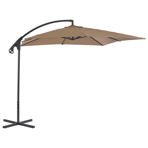 Grote foto vidaxl zweefparasol met stalen paal 250x250 cm taupe tuin en terras overige tuin en terras