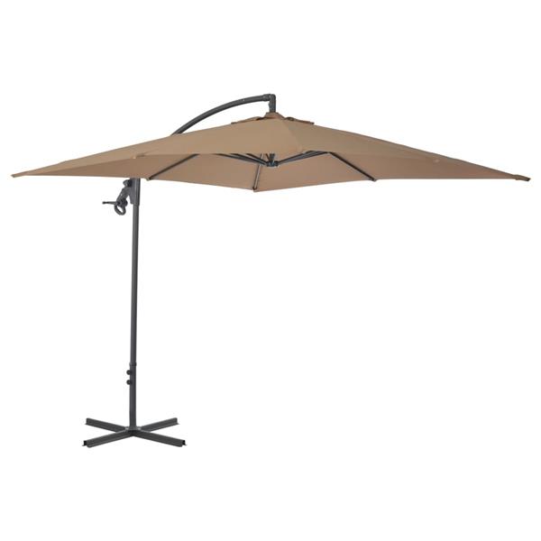 Grote foto vidaxl zweefparasol met stalen paal 250x250 cm taupe tuin en terras overige tuin en terras