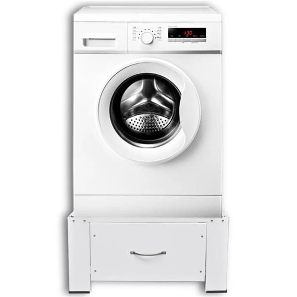 Grote foto vidaxl wasmachineverhoger met lade wit witgoed en apparatuur wasmachines