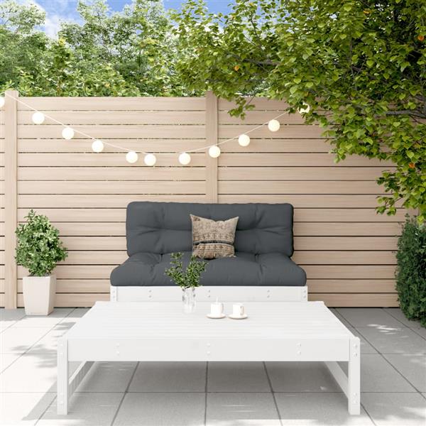 Grote foto vidaxl 2 delige loungeset met kussens massief hout wit tuin en terras tuinmeubelen