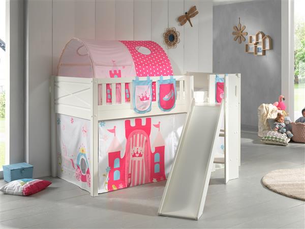 Grote foto scott halfhoogslaper met glijbaan 90x200 wit vipack kinderen en baby complete kinderkamers