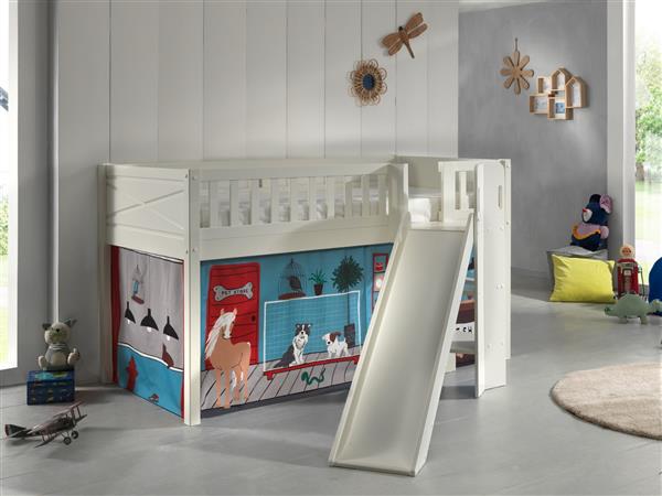 Grote foto scott halfhoogslaper met glijbaan 90x200 wit vipack kinderen en baby complete kinderkamers