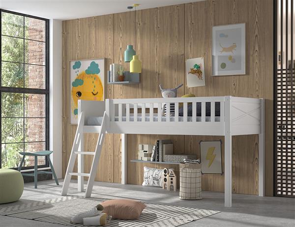 Grote foto scott halfhoogslaper 90x200 wit vipack kinderen en baby complete kinderkamers