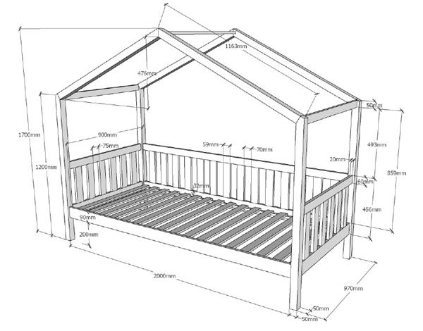 Grote foto dallas 3 huisbed 90x200 antraciet vipack antiek en kunst stoelen en banken