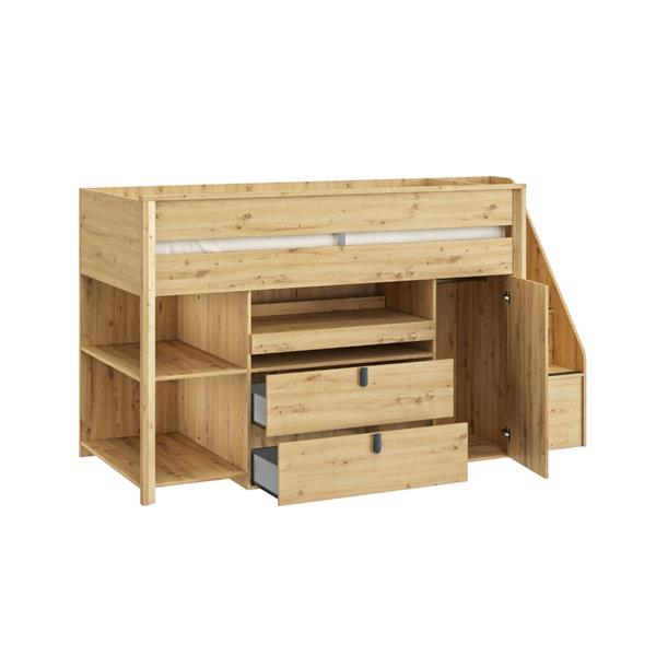 Grote foto mael halfhoogslaper 90x200 eiken gami kinderen en baby complete kinderkamers
