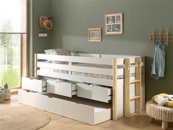 Grote foto margrit halfhoogslaper met lades 90x200 wit vipack kinderen en baby complete kinderkamers