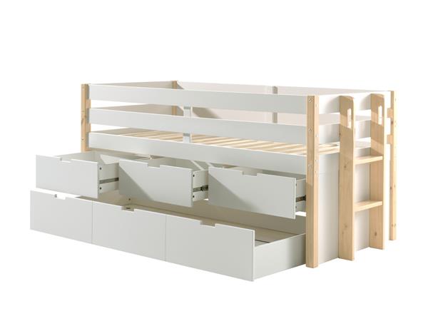 Grote foto margrit halfhoogslaper met lades 90x200 wit vipack kinderen en baby complete kinderkamers