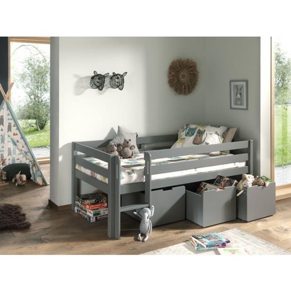 Grote foto pino halfhoogslaper laag 90x200 grijs vipack kinderen en baby complete kinderkamers