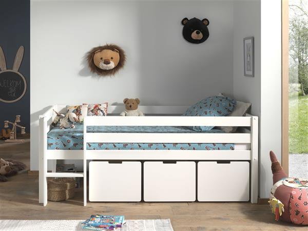 Grote foto pino halfhoogslaper laag 90x200 wit vipack kinderen en baby complete kinderkamers