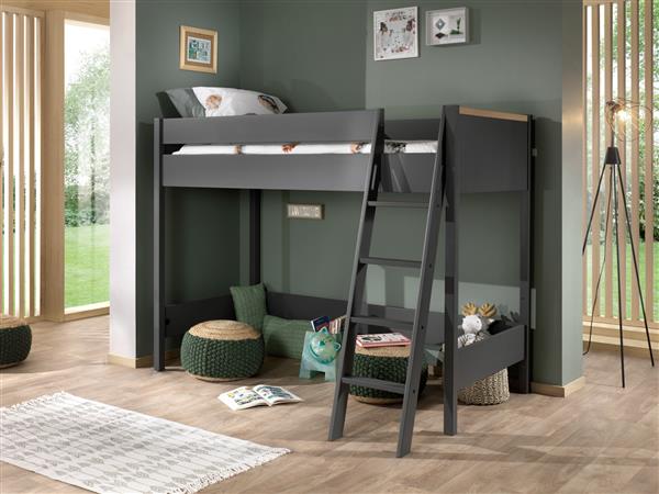 Grote foto london hoogslaper 90x200 antraciet vipack kinderen en baby complete kinderkamers