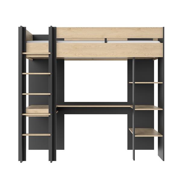 Grote foto duplex hoekstapelbed met bureau 90x200 naturel zwart gami huis en inrichting bedden