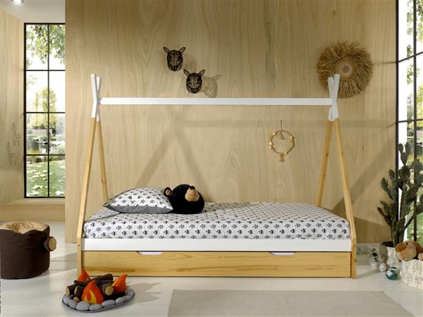 Grote foto tipi 1 persoons kinderbed hoog naturel wit vipack antiek en kunst stoelen en banken