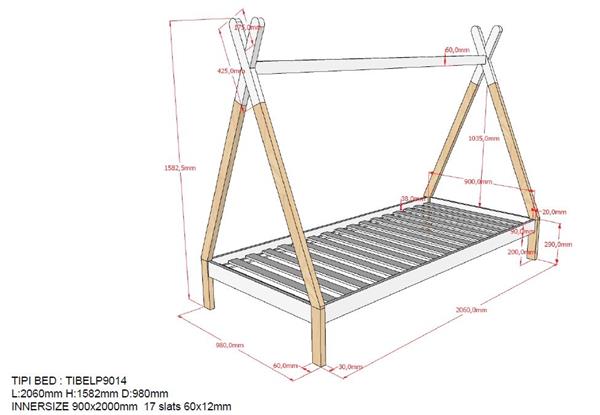 Grote foto tipi 1 persoons kinderbed hoog naturel wit vipack antiek en kunst stoelen en banken