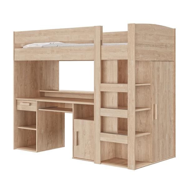 Grote foto montana hoogslaper 90x200 blond eikenkleur gami kinderen en baby complete kinderkamers