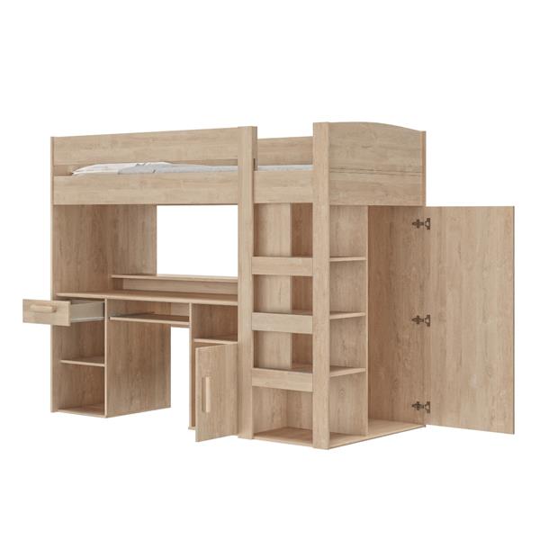 Grote foto montana hoogslaper 90x200 blond eikenkleur gami kinderen en baby complete kinderkamers