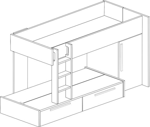 Grote foto jules stapelbed met kast en lades 90x200 blauw trasman huis en inrichting bedden