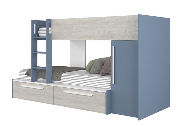 Grote foto jules stapelbed met kast en lades 90x200 blauw trasman huis en inrichting bedden