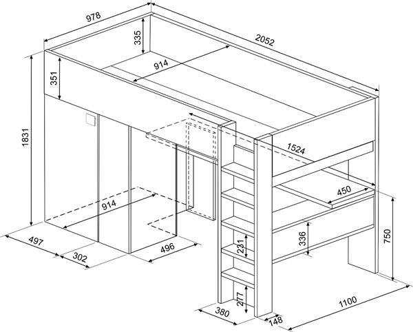 Grote foto studio 1809 hoogslaper met bureau en kast 90x200 oudroze trasman kinderen en baby complete kinderkamers