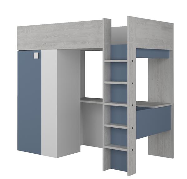 Grote foto studio 1809 hoogslaper met bureau en kast 90x200 blauw trasman kinderen en baby complete kinderkamers