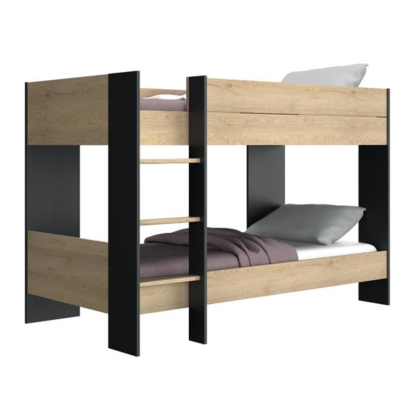 Grote foto duplex stapelbed 90x200 naturel zwart gami huis en inrichting bedden
