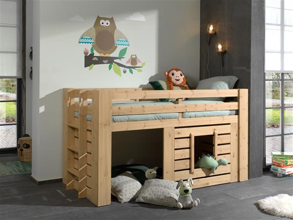 Grote foto oliver halfhoogslaper 90x200 naturel vipack kinderen en baby complete kinderkamers