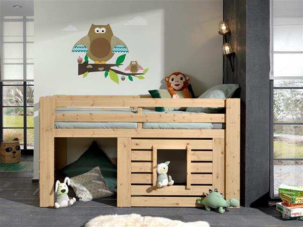 Grote foto oliver halfhoogslaper 90x200 naturel vipack kinderen en baby complete kinderkamers