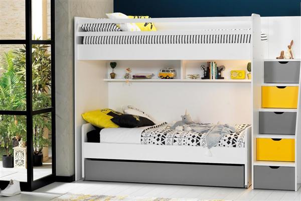 Grote foto neo stapelbed met bedlade wit geel almila kinderen en baby complete kinderkamers