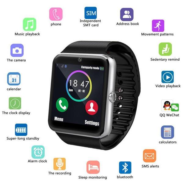 Grote foto smartwatch smart watch android horloge bluetooth nfc 4 kleuren 3 kleding dames horloges