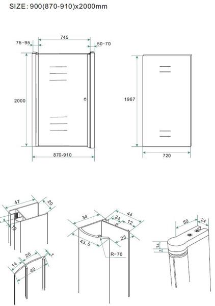 Grote foto nisdeur met profiel br 900 x 2000 mm br 8mm nano glas doe het zelf en verbouw sanitair