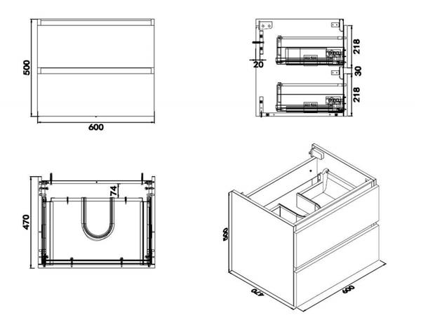 Grote foto vision losse onderkast 2 laden 60x47 houtnerf grijs huis en inrichting complete badkamers