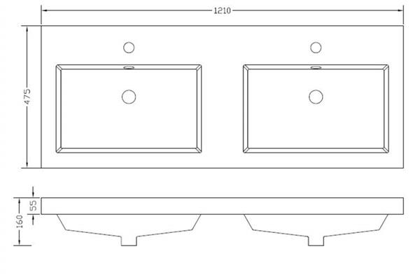 Grote foto vision losse dubbele kunstmarmer wastafel 120x47 wit doe het zelf en verbouw sanitair