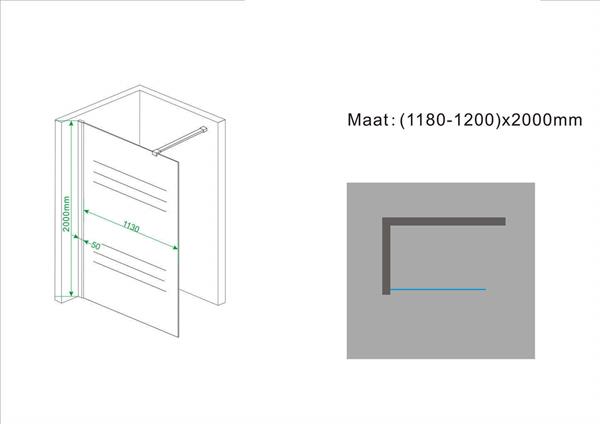 Grote foto inloopdouche 1200x2000 10mm nano rookglas doe het zelf en verbouw sanitair