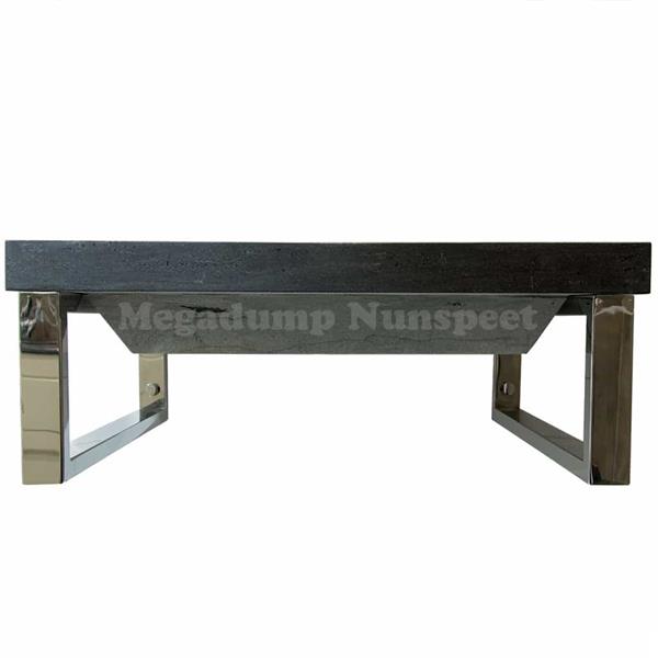 Grote foto hardsteen wastafel zwart op rvs beugels huis en inrichting complete badkamers