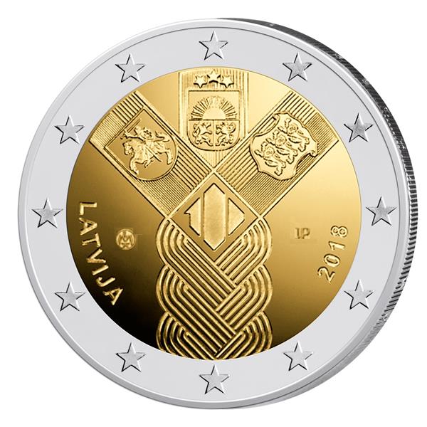 Grote foto estland letland litouwen 2 euro 2018 baltische onafhankelijkheid verzamelen munten overige
