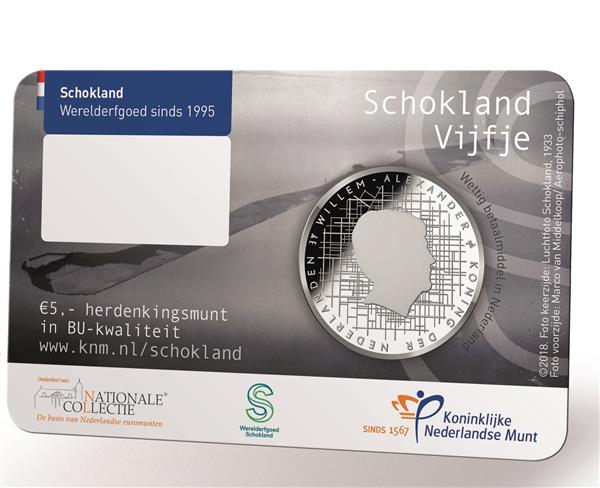 Grote foto nederland 5 euro 2018 schokland coincard bu verzamelen munten overige