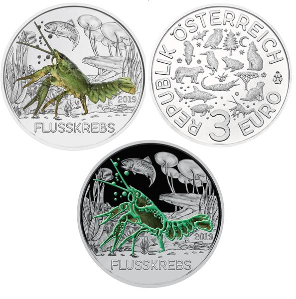 Grote foto oostenrijk 3 euro 2019 rivierkreeft verzamelen munten overige