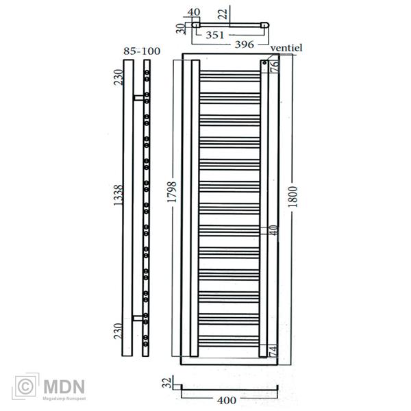 Grote foto badkamer radiator square 1800x400 mm mat zwart doe het zelf en verbouw sanitair