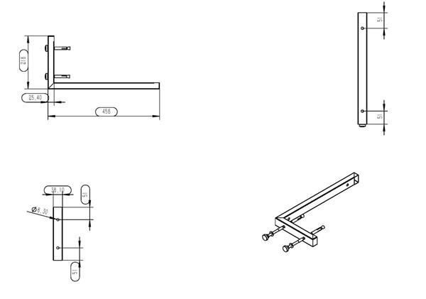 Grote foto geborsteld stalen l supportbeugel 46x22 doe het zelf en verbouw sanitair