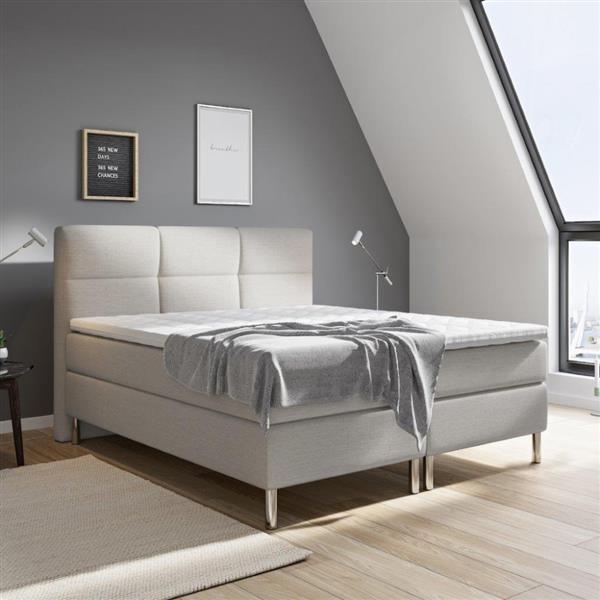 Grote foto boxspring amsterdam deluxe beige 140x200 huis en inrichting bedden