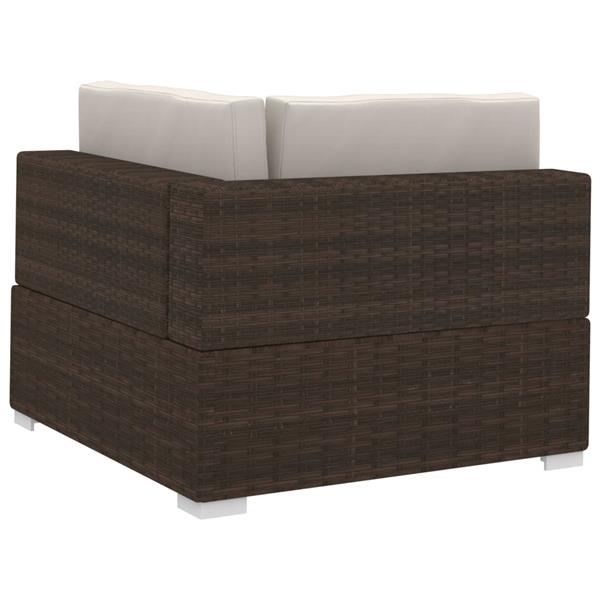 Grote foto vidaxl 4 delige loungeset met kussens poly rattan bruin tuin en terras tuinmeubelen