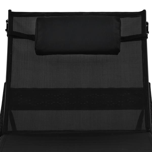 Grote foto vidaxl ligbed met kussen poly rattan zwart tuin en terras tuinmeubelen