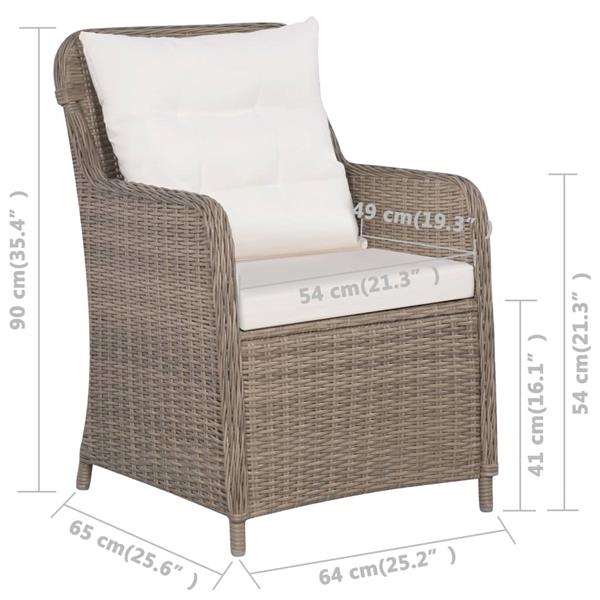 Grote foto vidaxl tuinstoelen 2 st met kussens poly rattan bruin tuin en terras tuinmeubelen