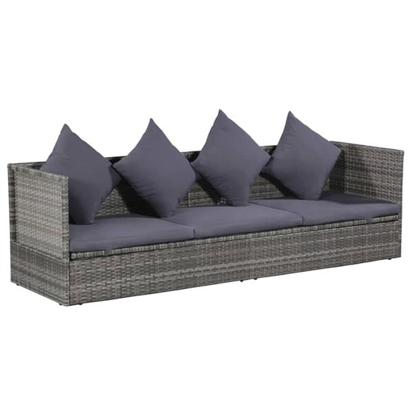 Grote foto vidaxl tuinbed 200x60 cm poly rattan grijs tuin en terras tuinmeubelen