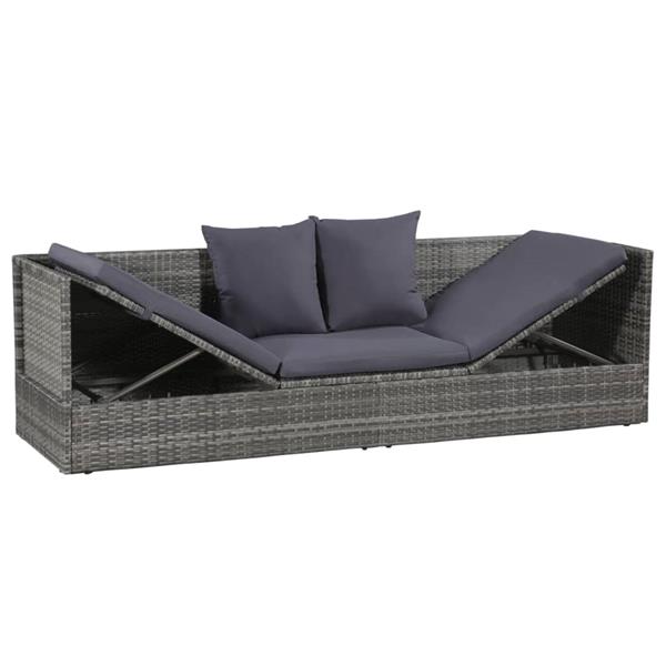 Grote foto vidaxl tuinbed 200x60 cm poly rattan grijs tuin en terras tuinmeubelen