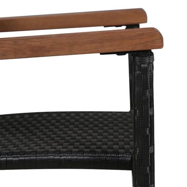 Grote foto vidaxl 5 delige tuinset poly rattan en acaciahout zwart tuin en terras tuinmeubelen