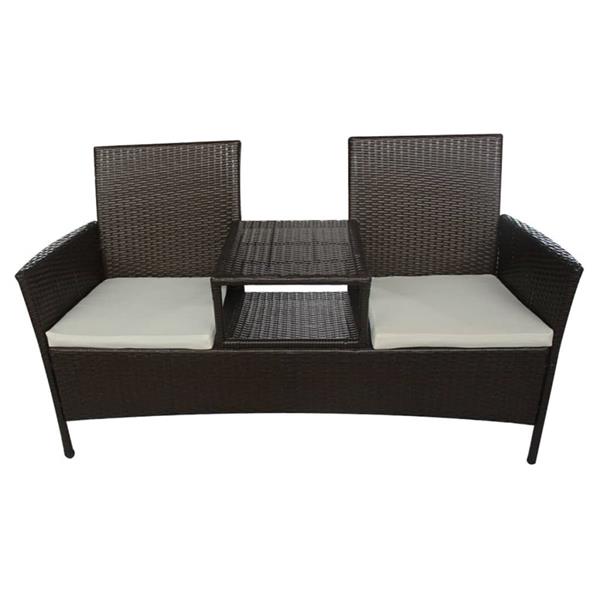 Grote foto vidaxl tuinbank 2 zits met tafeltje poly rattan bruin tuin en terras tuinmeubelen