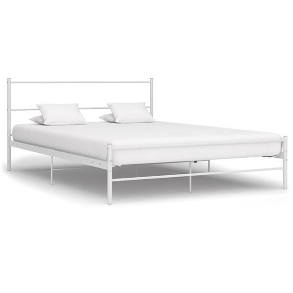 Grote foto vidaxl bedframe metaal wit 140x200 cm antiek en kunst stoelen en banken